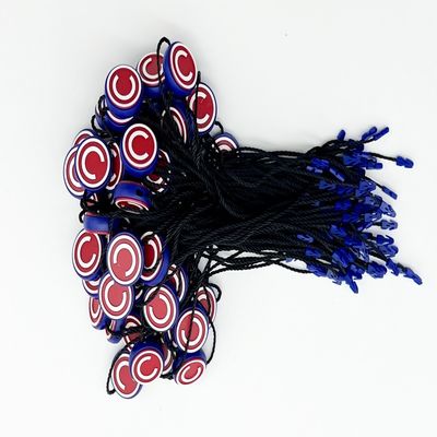 Circular Price Garment Tag Fastener Gold Embossed Black Polyester Thread