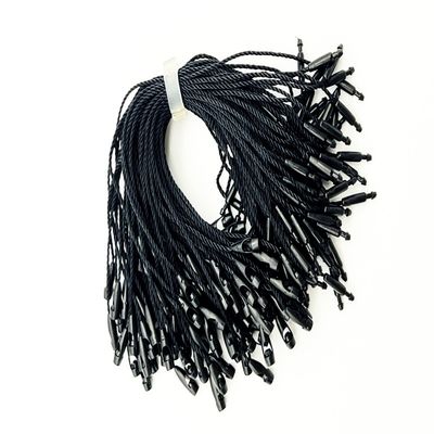 Custom Plain Swing Black Hang Tag Stringing Cord For Retail Store