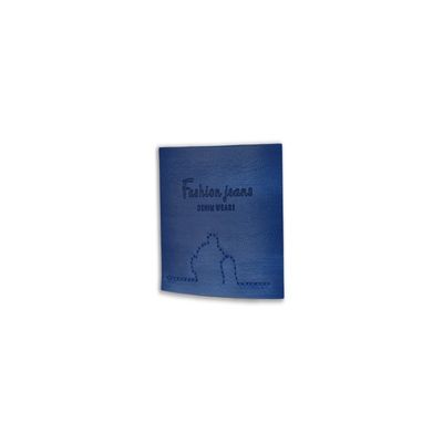 Embossed Blue Jeans Leather Tag Label For Crochet Jackets Bags