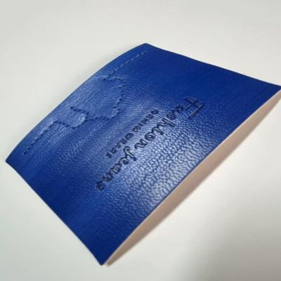 Embossed Blue Jeans Leather Tag Label For Crochet Jackets Bags
