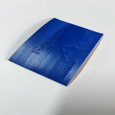 Embossed Blue Jeans Leather Tag Label For Crochet Jackets Bags
