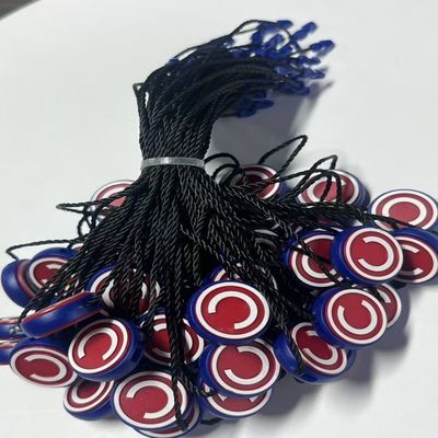 Circular Price Garment Tag Fastener Gold Embossed Black Polyester Thread