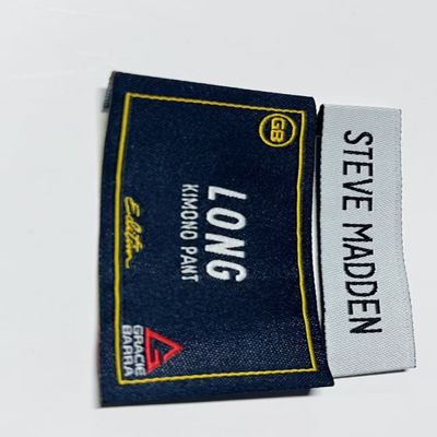 Ultrasonic Cut Embroidered Woven Clothing Labels Garment Tags Custom