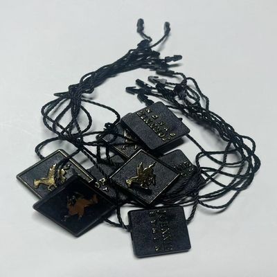 Garment Swing Price Tag Fasteners Black Hanging Tags Strings OEM