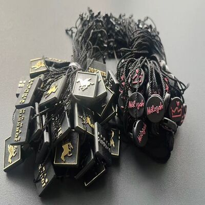 Plain Rectangle Black Hang Tag String Length 7 Inches Ideal for Clothing Tags and Retail Product Identification Solutions