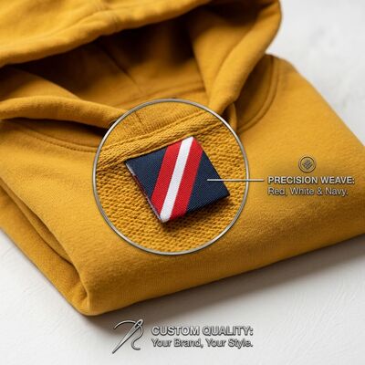 0.4mm Logo Thickness Woven Clothing Labels Customized with CDR Artwork File